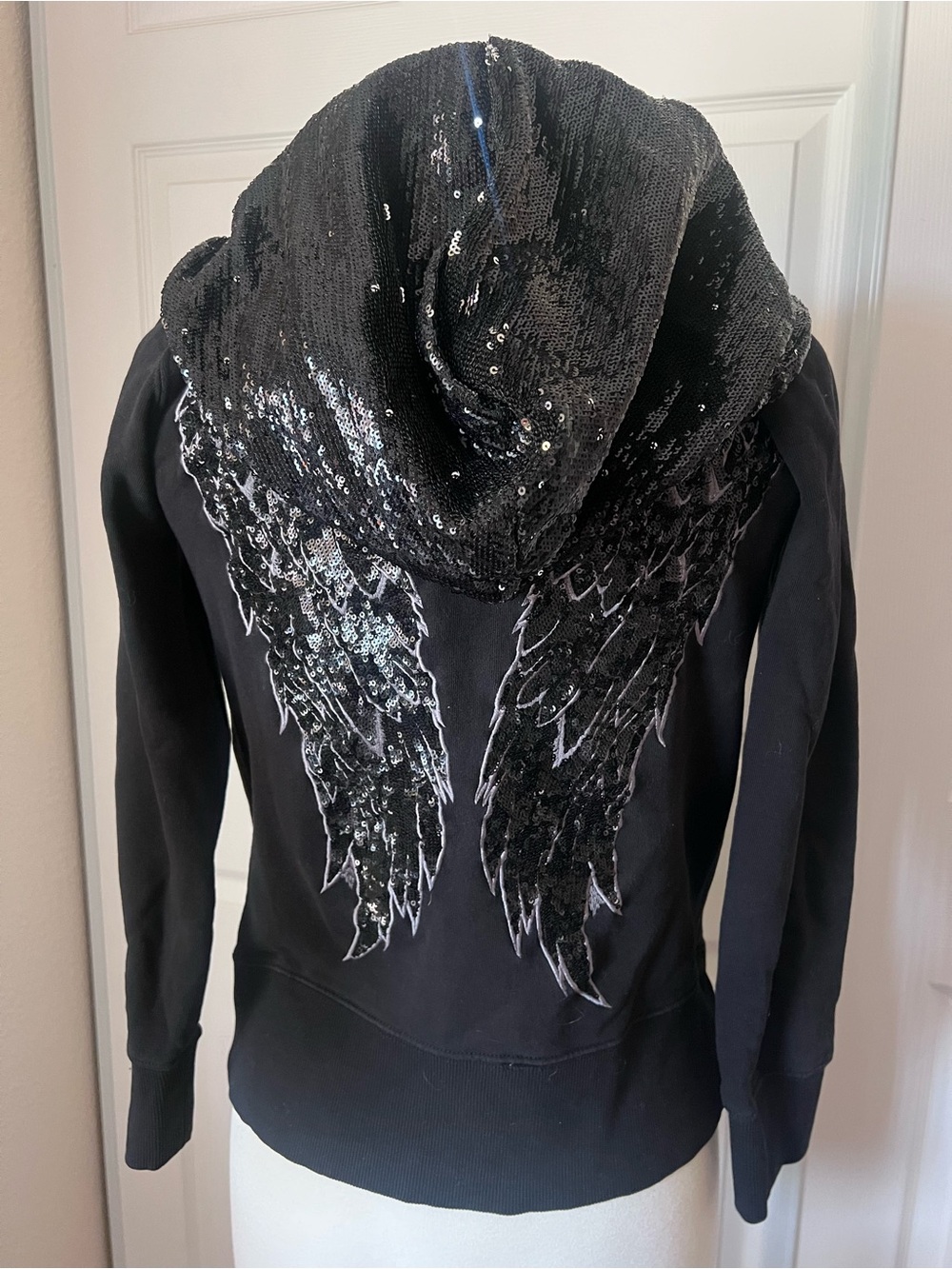 So Cal Black Zip-Up Hoodie with Sequence Crown & Angel Wings Accent